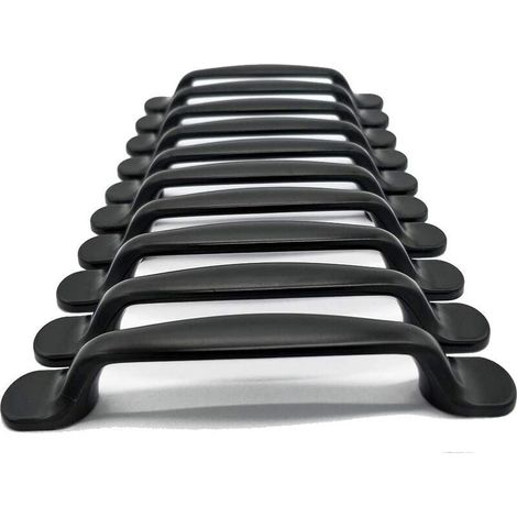 20x Küchenschrank-, Schubladen- und Schlafzimmermöbelgriffe, 96 mm Lochabstand, schwarzes Aluminium (1/4)