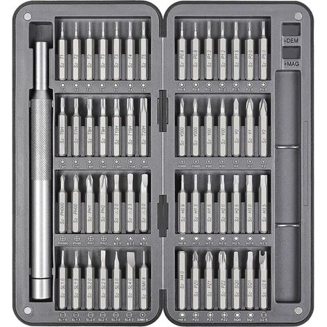 58 Pcs Kit Tournevis de Precision, Kit Tournevis T1 T2 T3 T4 T5, Etoile P2/5/6, Triwing Y000, etc, Acier S2, pour iphone, Laptop (1/4)