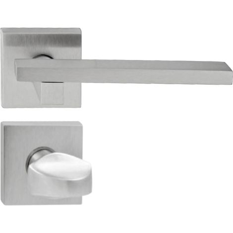 DOMINO Poignée de porte MARY QR M4 WC Poignée avec rosace WC Chromé satiné (1/5)