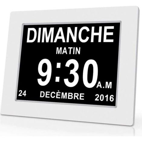 Orologio digitale da 7 pollici UlisemOne Piece con calendario, data e ora, orologio per genitori affetti da Alzheimer, promemoria per l'assunzione dei farmaci, bianco, 20414324 mm (1/4)