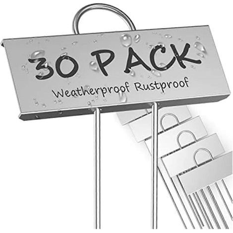 Lot de 30 étiquettes métalliques pour plantes, résistantes aux intempéries et réutilisables. (1/5)