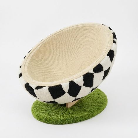 Cat Scratching Post Bed, Niche Basket, Semi-Rope and Fabric, Comfortable Rounded Edges, Raised Base, Suitable for Relaxation, Living Room, 46cm (1/5)