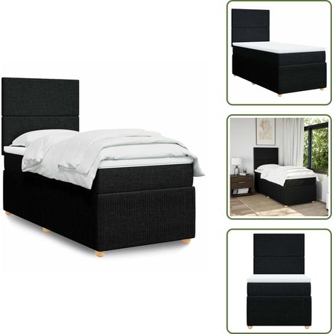 Boxspringbett mit Matratze Schwarz 90x190 cm Stoff - Boxspringbett - Boxspringbetten - Bett - Schlafzimmermöbel (1/5)