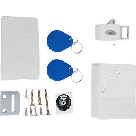 Serrure numérique intelligente RFID pour meubles - Design invisible, installation sans perçage, accès par carte magnétique (Blanc) (1/5)