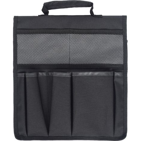 Chariot de jardin, chariot de jardinage, plateforme, sac de rangement pour outils (noir) (1/4)