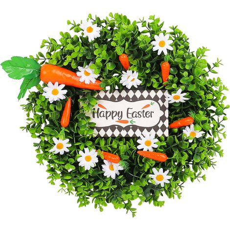 Guirlande De Porte De Printemps - Couronne De Carottes Et Marguerites 40 Cm - Décor Floral Artificiel Pour Intérieur Et Extérieur (1/5)