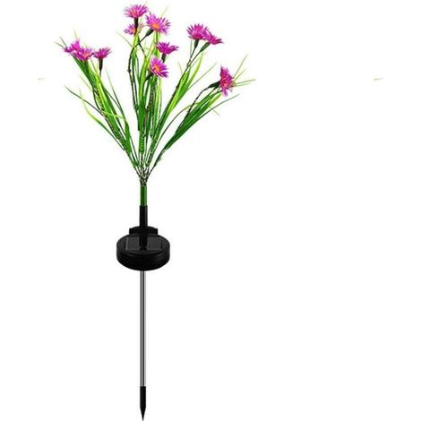 Lampe solaire de sol marguerite à piquet pour terrasse, allée ou jardin extérieur - Rose rouge (1/2)