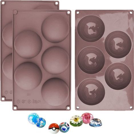 Extra large de 5-bac-Hémisphère-moule en silicone, 3 Boîtes de Moule pour la Fabrication de Chocolat, des Gâteaux, de la confiture, de Dome-Mousse (1/5)