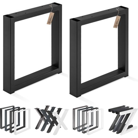 LAMO Manufaktur Lot de 2 pieds de table basse, modèle Simple Medium, Profil 60x30 mm, 40x43 cm (L x H), Noir, LTS-01-D-BB-9005