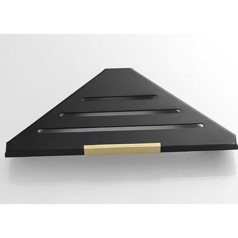Cesta de ducha triangular de acero inoxidable para baño, color negro, con estante de ducha de esquina sin perforaciones (1/5)