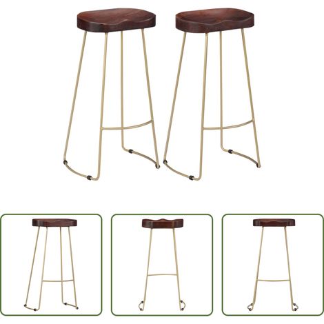 Chaise de bar - Tabourets de bar Gavin lot de 2 bois de manguier massif (1/5)