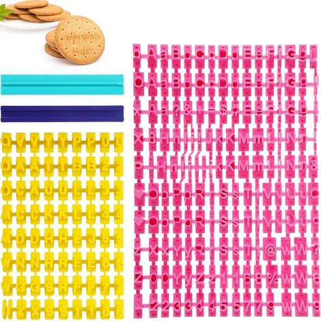 Set of 2 Alphabet and Number Cutters, Stamps Letters, Numbers and Symbols for Biscuits, Letter Pastry Stamps, Letter Cookies Stamp for Cakes, Biscuits, Fondant (1/5)