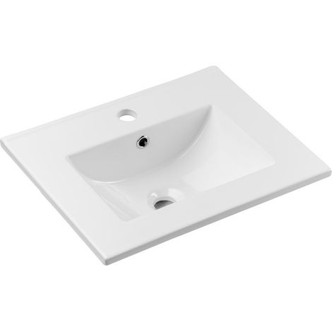 Einbauwaschbecken FLOW 50 cm in glänzend weißer Keramik