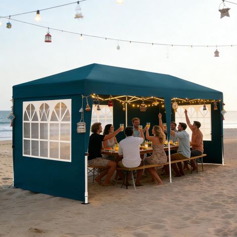 Faltpavillon 3x6m wasserdicht mit 6 Seitenteilen, höhenverstellbar, UV-Schutz (1/5)