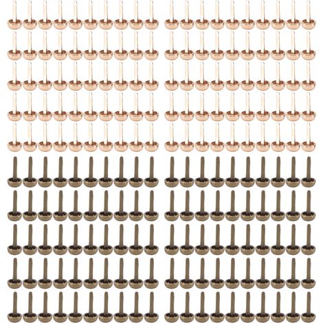 Lot de 200 mini clous à tête ronde 8mm, attache en laiton bronze doré clair, procédé électrolytique, idéal pour bricolage et boîte punk. (1/5)