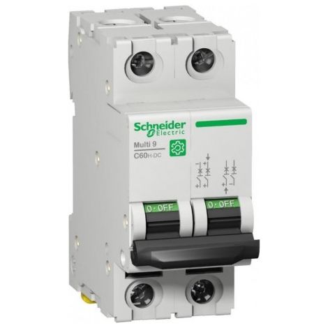 Disjoncteur 6A 2P courbe B 10kA 500V DC bornes vis C60H Multi9 SCHNEIDER M9U11206