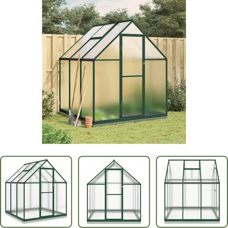 vidaXL Serre de jardin - Serre avec cadre de base vert 169x169x202 cm aluminium (1/5)