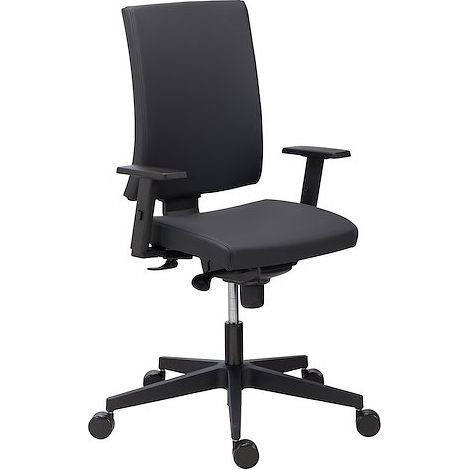 Chaise de bureau Navigo simili cuir noir - dossier haut avec accoudoirs réglables 3D - mécanisme Synchrone - pieds noir - Maxiburo (1/5)