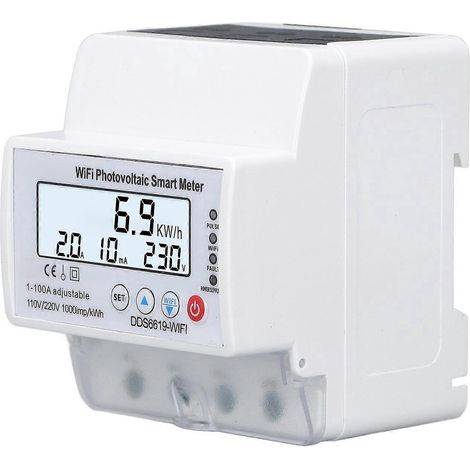 Compteur intelligent photovoltaïque Wi-Fi 110 V/220 V, disjoncteur et minuterie 1-100 A pour système d'énergie solaire bidirectionnelle Tuya monophasé à 4 pôles
