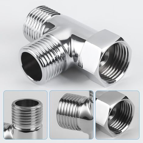 pezzi da 1/2 pollice tipo T, distributore d'acqua in ottone a 3 vie, raccordo a T con 12 guarnizioni, adattatore a T, sistema doccia universale, valvola di conversione dell'acqua, per bagno, rubinetto (1/4)