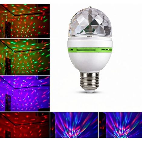 Mini guirlande lumineuse disco LED rotative - RGB - Douille E27 - Éclairage de fête coloré - Lumière de soirée - Lumière disco (1/2)