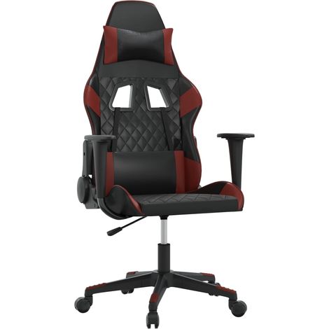 Chaise de jeu Chaise de Gaming de massage Noir et rouge bordeaux Similicuir (1/5)