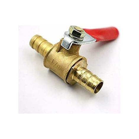 Ecleanfy - Vanne à bille en laiton de 8 mm avec raccord de tuyau d'arrêt cannelé, adaptateur de robinet pour eau, gaz, huile (1 pc, 8 mm) (1/4)