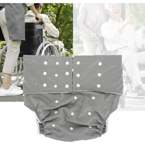 Couche lavable pour adulte avec poche, ajustable et réutilisable, grise (1/5)