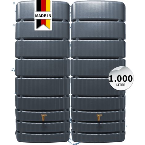 4rain SLIM Wandtank-Set 1000 Liter graphite grey, 2 x SLIM 500 L inkl. Verbindungsset (1/5)