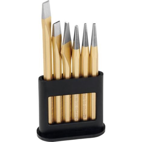 Rennsteig Jeu de burins et de chasse-pointes sur support en plastique, Nombre d'outils: 6