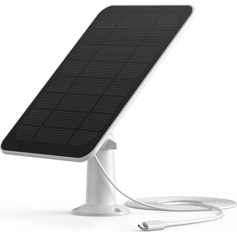 Panneau Solaire pour Caméra Extérieur, Panneau Solaire 5W pour Caméra de Sécurité Rechargeable, Réglable à 360°, Alimentation Continue (1/5)
