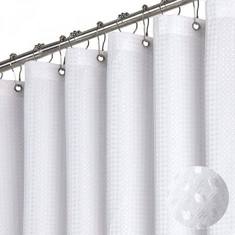 Rideau de douche en tissu épais, rideau de douche de salle de bain de luxe, 1,2 m x 1,8 m, blanc (1/4)