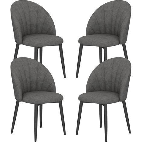 Lot de 4 chaises salle à manger velours, pieds acier, sans accoudoirs, couleur grise (1/5)