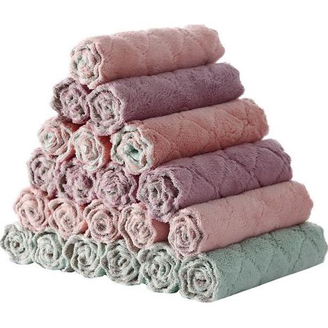 Chiffons de nettoyage professionnels en microfibre épaisse, lot de 20 torchons à vaisselle (1/5)