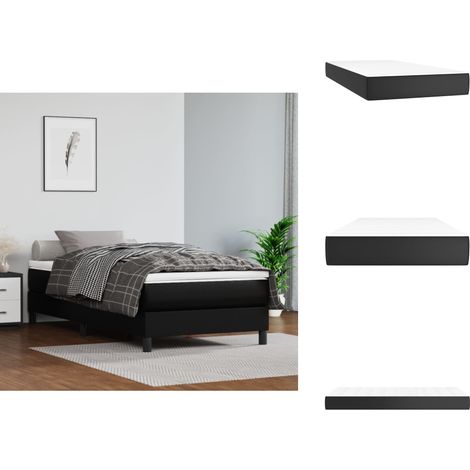 Matelas de lit à ressorts ensachés Noir 90x200x20 cm Similicuir - Matelas - Matelas À Ressorts Ensachés - Matelas Similicuir - Literie - Chambre À Coucher (1/5)