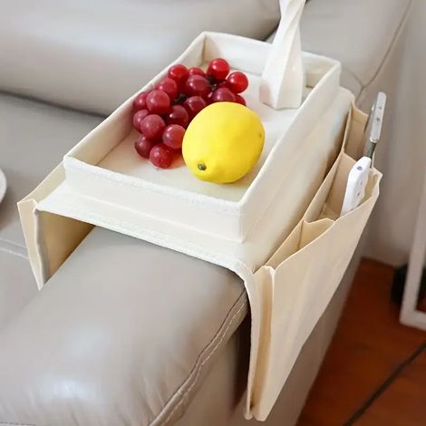Pochette de rangement pour accoudoir de canapé pliable pour telecommande snacks et telephone deco maison pratique (1/5)
