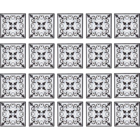 20 Autocollants Carrelage Adhésifs PVC, Décorations Sol Angle pour Salon Décoration Intérieure (1/5)
