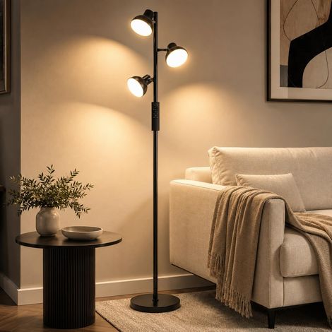 Lampadaire LED Salon 36W Dimmable, 3 Têtes Orientables, AVEN FL08 (1/5)