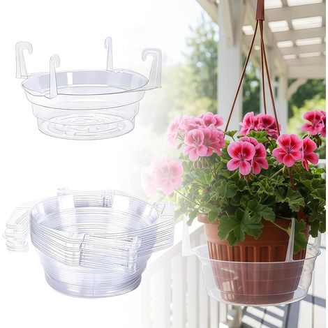 Panier d'arrosage suspendu en plastique avec crochets, soucoupe goutte à goutte pratique, bac de drainage des plantes, accessoire domestique durable pour intérieur et extérieur (6 pièces, 30,5 cm) (1/5)