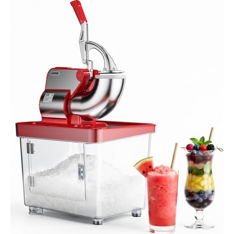 Broyeur à Glace, 350W, 2000 tr/min, 4 Lames Inox, Réservoir 50L, Machine Pro pour Slush Et Snow Cones, Texture Réglable, Rouge (1/5)