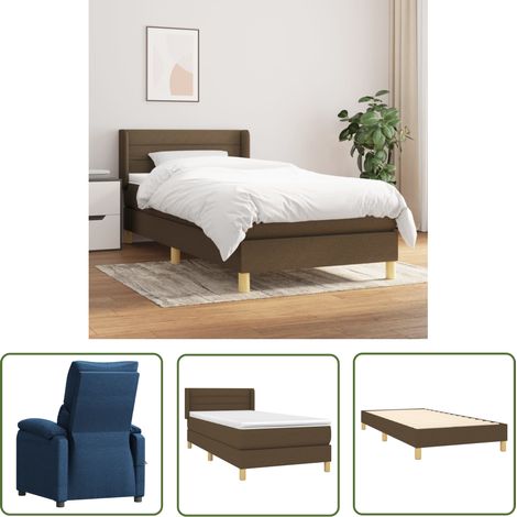 The Living Store Boxspringbett mit Matratze Dunkelbraun 100x200 cm Stoff - Boxspringbett - Doppelbett - Lattenrost - Bettenrahmen - Massivholzbette (1/5)