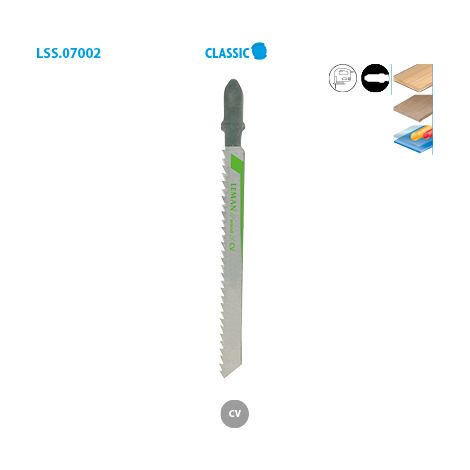 5 lame per seghetto alternativo CV - Lu. 75 mm passo 2,5 mm - taglio fine per legno - LEMAN - 7002.05 (1/2)