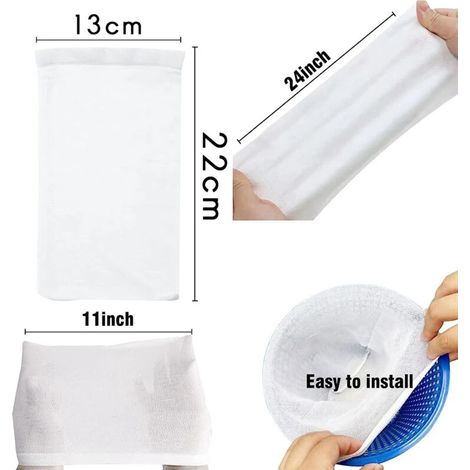 Lot de 30 chaussettes filtrantes pour skimmers de piscine hors-sol et enterrée, avec épuisette pour le nettoyage. (1/5)