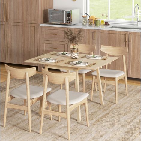 Mesa plegable de madera 110 x 86 x 75 cm natural para 2-4 personas (1/5)
