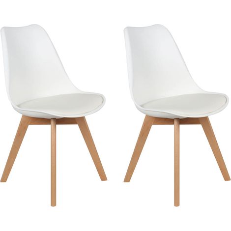 MEDALINE - Lot de 2 Chaises Scandinaves Blanches (1/5)