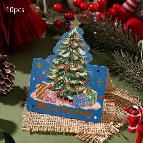 Cartes De Voeux De Noël - Arbre De Noël À Dorure - Papier Kraft Vintage Avec Fleurs Séchées - 40 Pièces - 13,6 X 9,8 Cm (1/5)