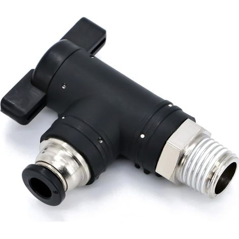 6-mm-Luftschlauchanschluss und 1/4"-Zoll-Gewinde, pneumatischer Anschluss, schwarzes rechtwinkliges Luftdurchflussregelventil, kann zur Steuerung von Gasleitungen verwendet werden (1/5)