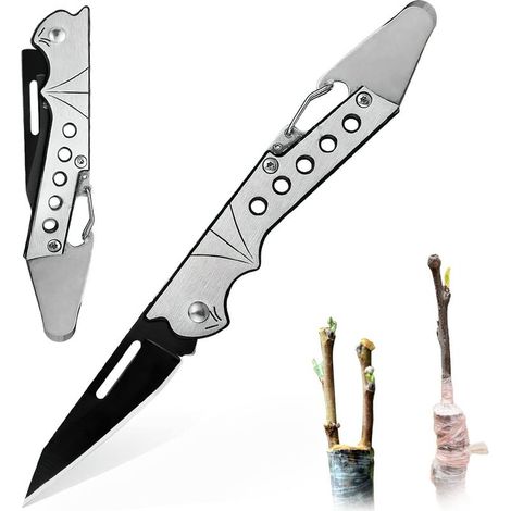 Couteau de Greffage Pliant, Serpette Jardin, Outil Horticole et de Greffage en Acier Inoxydable (1/5)
