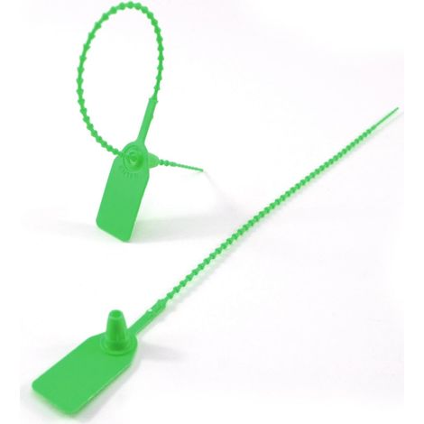 APEX Scellés de sécurité en plastique Étiquettes Pull-Tite numérotées Étiquette inviolable pour extincteur de bagages (200 x vert) (1/3)