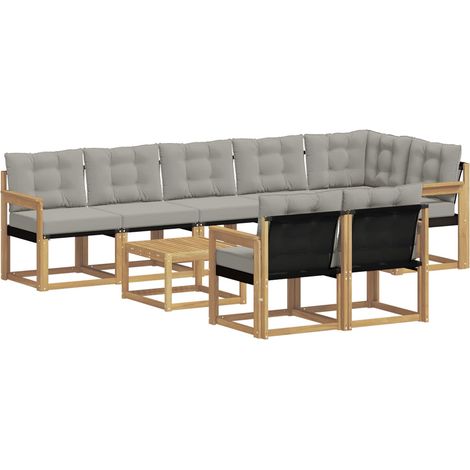 Set di divani da esterno 9 pcs Bianco e Grigio Chiaro vidaXL